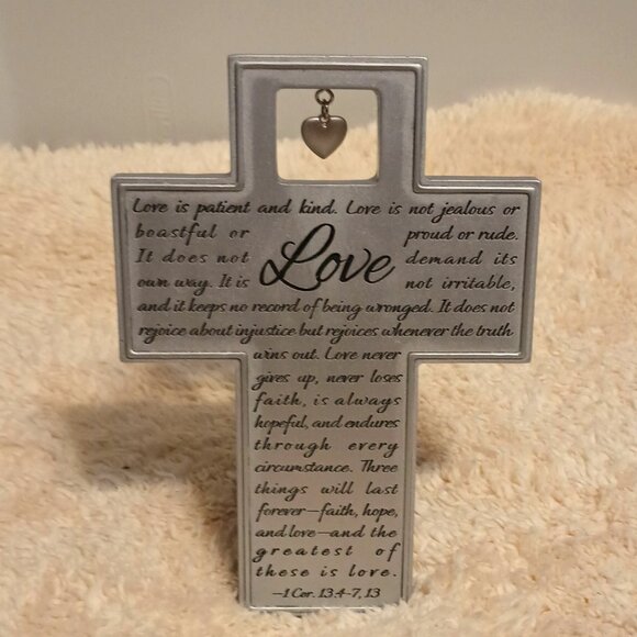 NWT ~ Wedding Cross with a Blessing For a Loving Marriage Corinthinans 13:4-7,13 - Picture 1 of 5